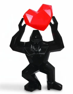 Casa Padrino Luxus Deko Skulptur Affe Liebe Gorilla H. 146 cm - Riesige Gartenskulptur - Lebensgroße Skulptur - XXL Deko Skulptur - XXL Deko Figur