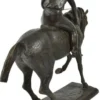 Casa Padrino Luxus Deko Skulptur Jockey auf Pferd Bronze 58 x 19 x H. 53 cm - Bronze Deko Skulptur - Bronze Deko Figur - Schreibtisch Deko - Wohnzimmer Deko - Luxus Qualität