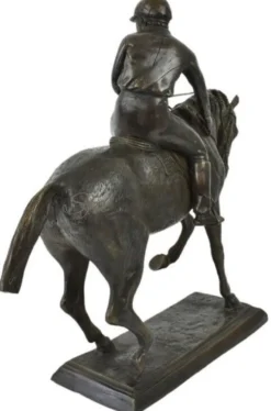 Casa Padrino Luxus Deko Skulptur Jockey auf Pferd Bronze 58 x 19 x H. 53 cm - Bronze Deko Skulptur - Bronze Deko Figur - Schreibtisch Deko - Wohnzimmer Deko - Luxus Qualität