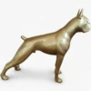 Casa Padrino Luxus Deko Skulptur Hund Boxer Gold H. 173 cm - Riesige Gartenskulptur - Lebensgroße Skulptur - XXL Deko Skulptur - XXL Deko Figur