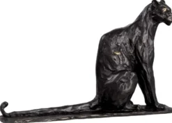 Casa Padrino Luxus Deko Skulptur Panther 37 x 10 x H. 24 cm - Bronze Deko Skulptur - Bronze Deko Figur - Schreibtisch Deko - Wohnzimmer Deko - Luxus Qualität