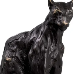 Casa Padrino Luxus Deko Skulptur Panther 37 x 10 x H. 24 cm - Bronze Deko Skulptur - Bronze Deko Figur - Schreibtisch Deko - Wohnzimmer Deko - Luxus Qualität