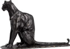 Casa Padrino Luxus Deko Skulptur Panther 37 x 10 x H. 24 cm - Bronze Deko Skulptur - Bronze Deko Figur - Schreibtisch Deko - Wohnzimmer Deko - Luxus Qualität