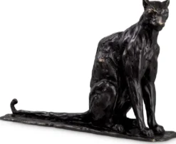Casa Padrino Luxus Deko Skulptur Panther 37 x 10 x H. 24 cm - Bronze Deko Skulptur - Bronze Deko Figur - Schreibtisch Deko - Wohnzimmer Deko - Luxus Qualität