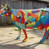 Casa Padrino Luxus Deko Skulptur Kuh Urbane H. 160 cm - Riesige Gartenskulptur - Lebensgroße Skulptur - XXL Deko Skulptur - XXL Deko Figur