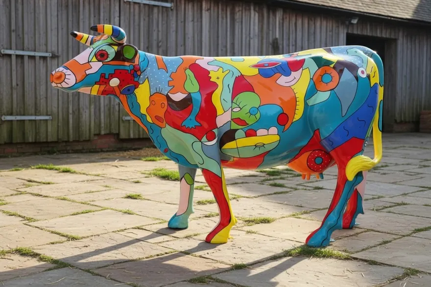 Casa Padrino Luxus Deko Skulptur Kuh Urbane H. 160 cm - Riesige Gartenskulptur - Lebensgroße Skulptur - XXL Deko Skulptur - XXL Deko Figur