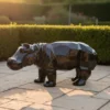 Casa Padrino Luxus Deko Skulptur Nilpferd Facettiertes H. 38 cm - Deko Skulptur - Deko Figur - Tierfigur - Gartendeko