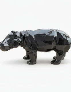 Casa Padrino Luxus Deko Skulptur Nilpferd Facettiertes H. 38 cm - Deko Skulptur - Deko Figur - Tierfigur - Gartendeko