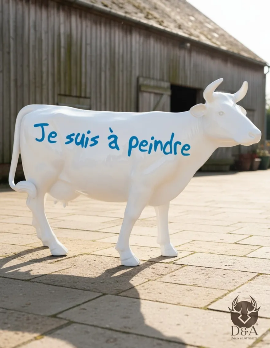 Casa Padrino Luxus Deko Skulptur Kuh Bestseller Bereit Zum Bemalen H. 155 cm - Riesige Gartenskulptur - Lebensgroße Skulptur - XXL Deko Skulptur - XXL Deko Figur