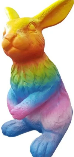 Casa Padrino Luxus Deko Skulptur Hase Bunt H. 120 cm - Große Deko Figur - XXL Deko Skulptur - XXL Deko Figur - XXL Tierfigur - Wohnzimmer Deko - Garten Deko - Luxus Deko XXL Figuren