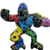 Casa Padrino Luxus Deko Skulptur Gorilla Affe Schwarz / Mehrfarbig H. 50 cm - Deko Figur - Tierfigur - Wohnzimmer Dekoration - Garten Dekoration