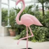 Casa Padrino Luxus Deko Skulptur Vogel Rosa Flamingo H. 155 cm - Riesige Gartenskulptur - Lebensgroße Skulptur - XXL Deko Skulptur - XXL Deko Figur