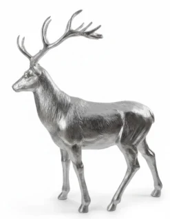 Casa Padrino Luxus Deko Skulptur Hirsch Großer In Metalloptik H. 220 cm - Riesige Gartenskulptur - Lebensgroße Skulptur - XXL Deko Skulptur - XXL Deko Figur