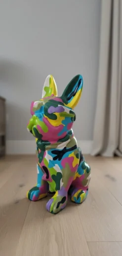 Casa Padrino Luxus Deko Skulptur Hund Bulldogge Armee Krawatte H. 80 cm - Deko Skulptur - Deko Figur - Tierfigur - Gartendeko