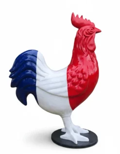 Casa Padrino Luxus Deko Skulptur Vogel Dreifarbiger Riesenhahn H. 215 cm - Riesige Gartenskulptur - Lebensgroße Skulptur - XXL Deko Skulptur - XXL Deko Figur