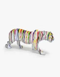 Casa Padrino Luxus Deko Skulptur Raubkatze Panther Trash H. 35 cm - Deko Skulptur - Deko Figur - Tierfigur - Gartendeko