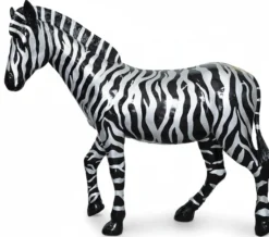 Casa Padrino Luxus Deko Skulptur Pferd Zebra H. 170 cm - Riesige Gartenskulptur - Lebensgroße Skulptur - XXL Deko Skulptur - XXL Deko Figur