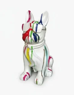 Casa Padrino Luxus Deko Skulptur Hund Bulldogge Trash Brille H. 85 cm - Deko Skulptur - Deko Figur - Tierfigur - Gartendeko