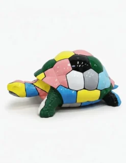 Casa Padrino Luxus Deko Skulptur Reptil Schildkröte Bunt H. 44 cm - Deko Skulptur - Deko Figur - Tierfigur - Gartendeko