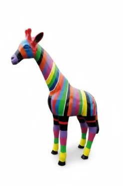 Casa Padrino Luxus Deko Skulptur Giraffe Gestreift H. 115 cm - Riesige Gartenskulptur - Lebensgroße Skulptur - XXL Deko Skulptur - XXL Deko Figur