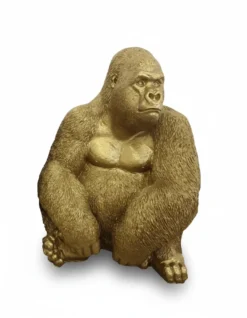 Casa Padrino Luxus Deko Skulptur Affe Sitzend Gorilla Gold H. 75 cm - Deko Skulptur - Deko Figur - Tierfigur - Gartendeko
