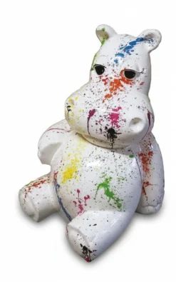 Casa Padrino Luxus Deko Skulptur Nilpferd Sitzen Splash H. 95 cm - Deko Skulptur - Deko Figur - Tierfigur - Gartendeko
