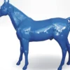 Casa Padrino Luxus Deko Skulptur Pferd Blau 245 x H. 200 cm - Riesige Gartenskulptur - Lebensgroße Skulptur - XXL Deko Skulptur - XXL Deko Figur - XXL Tierfigur - Luxus Deko Tierfigur
