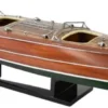 Casa Padrino Luxus Deko Speedboot Typhoon mit Massivholz Ständer Braun / Grün 95 x 22 x H. 23 cm - Handgefertigtes Deko Boot - Holzboot - Modellboot - Rennboot - Wohnzimmer Deko Accessoires