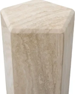 Casa Padrino Luxus Deko Säule 31 x 31 x H. 79,5 cm - 5 Eckige Travertin Naturstein Säule - Pflanzensäule - Wohnzimmer Deko Säule - Hotel Deko Säule - Luxus Möbel - Luxus Qualität