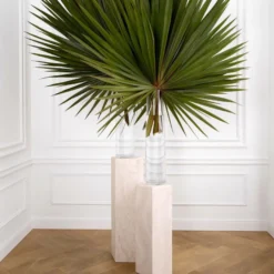 Casa Padrino Luxus Deko Säule 31 x 31 x H. 79,5 cm - 5 Eckige Travertin Naturstein Säule - Pflanzensäule - Wohnzimmer Deko Säule - Hotel Deko Säule - Luxus Möbel - Luxus Qualität