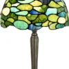 Casa Padrino Luxus Deko Tiffany Tischleuchte Mehrfarbig 25 x H. 42 cm - Hockerleuchte - Schreibtischleuchte - Deko Accessoires
