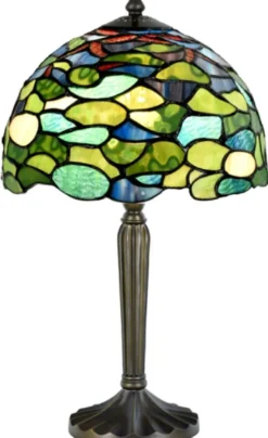 Casa Padrino Luxus Deko Tiffany Tischleuchte Mehrfarbig 25 x H. 42 cm - Hockerleuchte - Schreibtischleuchte - Deko Accessoires