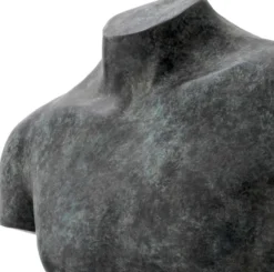 Casa Padrino Luxus Deko Torso Skulptur Antik Bronze / Beige 50 x 23 x H. 66 cm - Metall Deko Figur mit Marmorsockel - Wohnzimmer Deko - Schreibtisch Deko - Büro Deko - Deko Accessoires