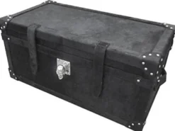 Casa Padrino Luxus Deko Truhe Schwarz / Silber 80 x 40 x H. 36 cm - Luxus Kollektion