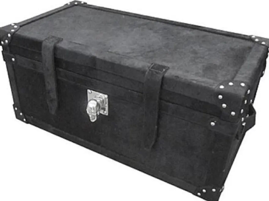 Casa Padrino Luxus Deko Truhe Schwarz / Silber 80 x 40 x H. 36 cm - Luxus Kollektion