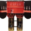 Casa Padrino Luxus Designer Barschrank Schwarz / Rosegold / Rot 170 x 44 x H. 98 cm - Weinschrank mit 2 Türen - Wohnzimmer Möbel - Bar Möbel - Hotel Möbel - Luxus Kollektion