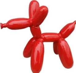 Casa Padrino Luxus Designer Deko Skulptur Ballon Hund Rot 100 cm - Große Deko Figur - XXL Deko Skulptur - XXL Deko Figur - Wohnzimmer Deko - Garten Deko - Luxus Figuren