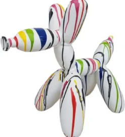 Casa Padrino Luxus Designer Deko Skulptur Ballon Hund Weiß / Mehrfarbig 100 cm - Große Deko Figur - XXL Deko Skulptur - XXL Deko Figur - Wohnzimmer Deko - Garten Deko - Luxus Figuren