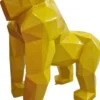 Casa Padrino Luxus Designer Deko Skulptur Gorilla Affe Gelb 118 x 78 x H. 128 cm - Riesige Gartenskulptur - Lebensgroße Skulptur - XXL Deko Skulptur - XXL Deko Figur - Abstrakte Luxus XXL Tierfigur