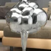 Casa Padrino Luxus Designer Deko Skulptur Tänzerin Silber 49 x H. 75 cm - Kunstharz Deko Figur - Wohnzimmer Deko - Luxus Designer Deko Accessoires - Luxus Qualität