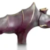 Casa Padrino Luxus Designer Deko Bronze Skulptur Nashorn Lila Metallic / Schwarz / Gold 53 x 18 x H. 27 cm - Abstrakte Bronze Deko Figur - Schreibtisch Deko - Luxus Qualität - Made in Italy