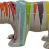 Casa Padrino Luxus Designer Dekofigur Bär Weiß / Bunt 100 x H. 60 cm - Große Wetterbeständige XXL Deko Skulptur - XXL Deko Figur - XXL Tierfigur - Luxus Deko XXL Figuren