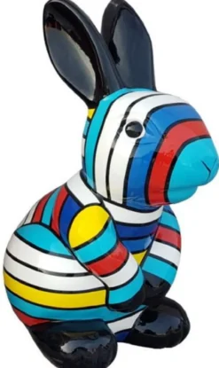 Casa Padrino Luxus Designer Dekofigur Hase Mehrfarbig H. 65 cm - Wetterbeständige Deko Skulptur - Luxus Deko Tierfigur - Wohnzimmer Deko Figur - Garten Deko Figur - Designer Deko Accessoires