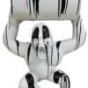 Casa Padrino Luxus Designer Deko Skulptur Gorilla Affe mit Fass Weiß / Schwarz H. 100 cm - Große XXL Deko Skulptur - XXL Deko Figur - XXL Tierfigur - Luxus Deko XXL Figuren