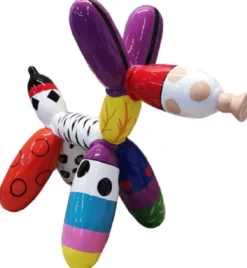 Casa Padrino Luxus Designer Deko Skulptur Ballon Hund Bunt 100 cm - Große Deko Figur - XXL Deko Skulptur - XXL Deko Figur - Wohnzimmer Deko - Garten Deko - Luxus Figuren - Luxus Skulpturen