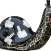 Casa Padrino Luxus Designer Deko Skulptur Schnecke Schwarz / Weiß / Gold 100 x H. 50 cm - Große Deko Figur - XXL Deko Skulptur - XXL Deko Figur - Wohnzimmer Deko - Garten Deko - Luxus XXL Figuren