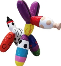 Casa Padrino Luxus Designer Dekofigur Ballon Hund Bunt 62 x H. 57 cm - Wetterbeständige Deko Skulptur - Wohnzimmer Deko Figur - Garten Deko Figur - Luxus Deko Tierfigur - Designer Skulptur