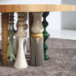 Casa Padrino Luxus Designer Esstisch Braun / Bunt Ø 148 cm - Esszimmer Möbel