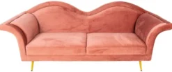 Casa Padrino Luxus Designer 3er Sofa Rosa / Gold 215 x 73 x H. 85 cm - Wohnzimmer Sofa - Wohnzimmer Möbel - Luxus Möbel - Designer Möbel - Wohnzimmer Einrichtung - Luxus Einrichtung