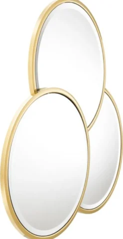 Casa Padrino Luxus Designer Edelstahl Spiegel / Wandspiegel Gold 95 x H. 90 cm - Designermöbel